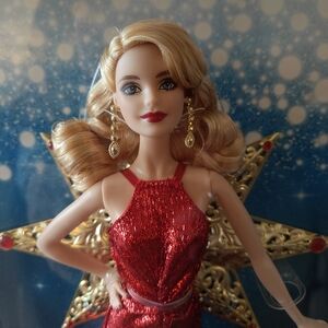 Barbie Red Sequin Evening Gown with Gold Star Halo